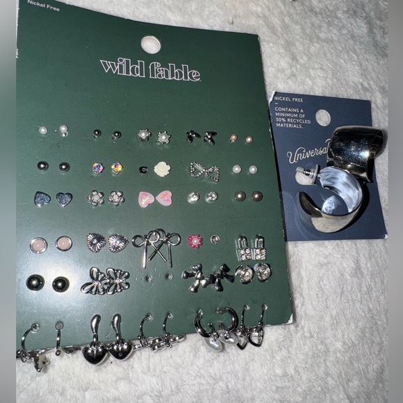 Universal Thread Jewelry - Wild Fable Silver Earring Set Universal Thread Hoop Earrings-please look closely